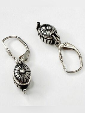 Vintage Sterling Silver 925 OPENING TEAPOT TEA KETTLE Dangle Earrings RARE 3.6
